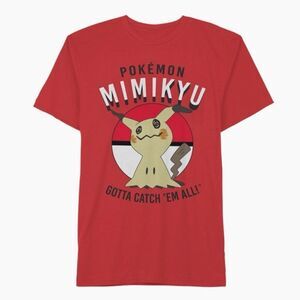 Pokemon MIMIKYU Gotta Catch 'em All! Pikachu Pokeball T-Shirt Red Medium